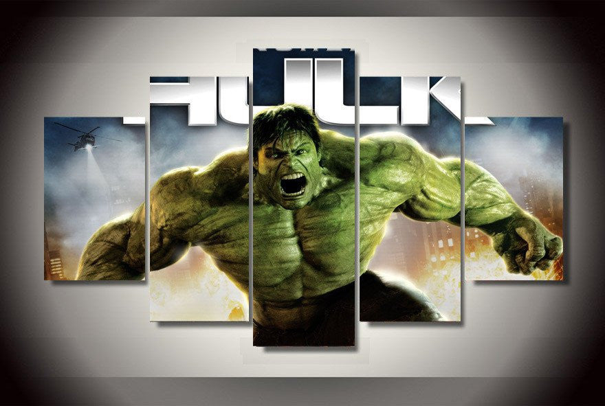 5 Panel Super Hero Hulk Framed Wall Canvas Art | Octo Treasures