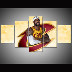 LeBron James Cleveland Basketball canvas wall art joker canvas painting picture for living room picture of 5 parts modern painti | Octo Treasures