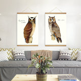 Brown Owl 2 Panel Decoration Wooden Scroll Wall Art | Octo Treasures