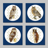 4 Panel Retro Owl Unframed Animals Decoration Wall Art | Octo Treasures