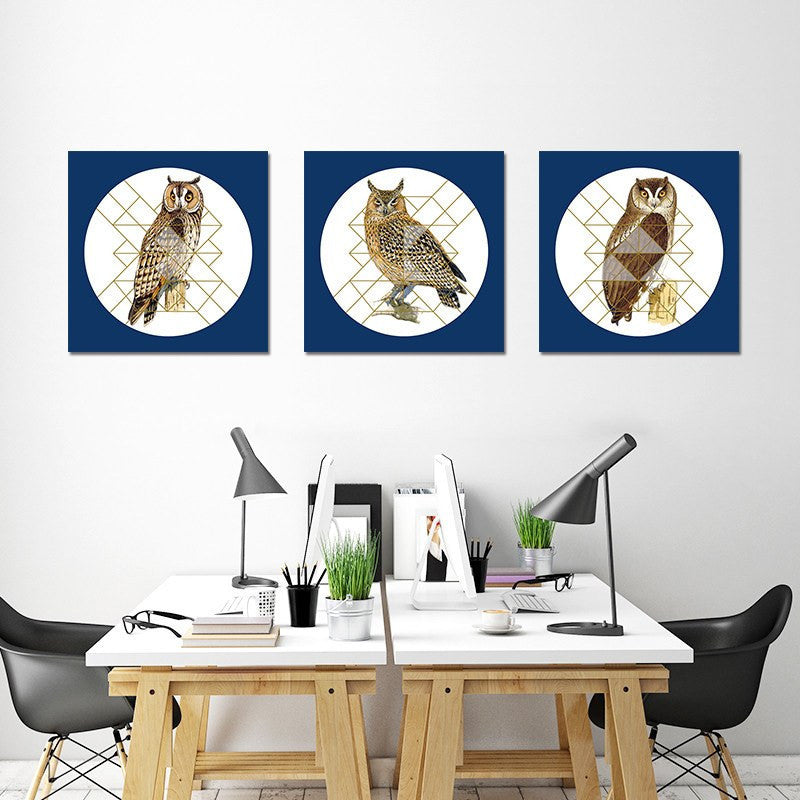 4 Panel Retro Owl Unframed Animals Decoration Wall Art | Octo Treasures