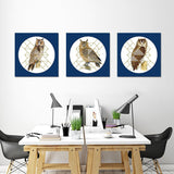 4 Panel Retro Owl Unframed Animals Decoration Wall Art | Octo Treasures