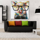 1 Panel Abstract Pig Wearing Glasses Unfraed Canvas Wall Art | Octo Treasures