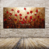 1 Panel Abstract Red Flower Unframed Wall Art Canvas | Octo Treasures