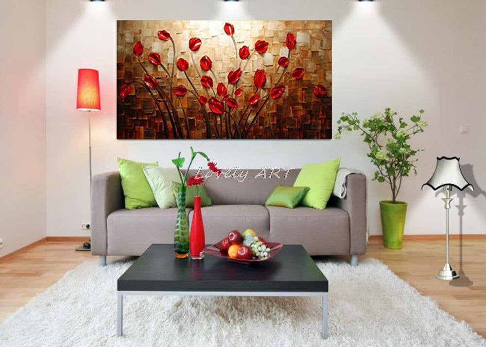 1 Panel Abstract Red Flower Unframed Wall Art Canvas | Octo Treasures