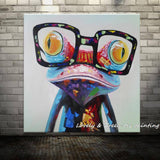 1 Panel Abstract Wear Glasses Frog Unframed Wall Canvas Art | Octo Treasures