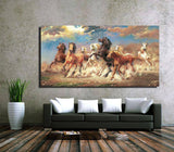 1 Panel 8 Running Horse Animal Unframed Wall Art | Octo Treasures