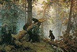 1 Panel Morning In A Pine Forest Bear by Ivan Ivanovich Shishkin Unframed Wall Art | Octo Treasures