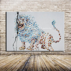 1 Panel Abstract Lion Unframed Wall Canvas Art | Octo Treasures