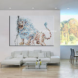 1 Panel Abstract Lion Unframed Wall Canvas Art | Octo Treasures