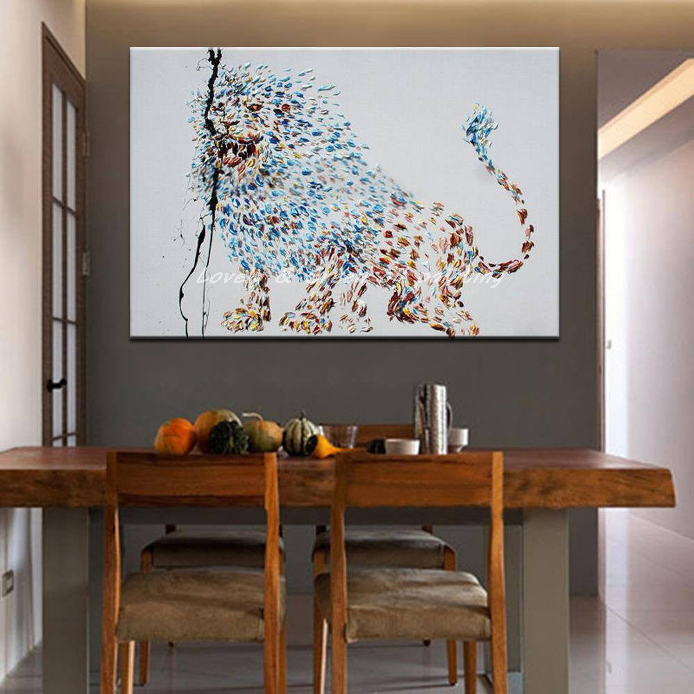 1 Panel Abstract Lion Unframed Wall Canvas Art | Octo Treasures