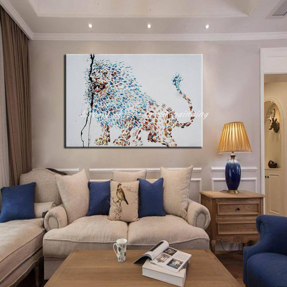 1 Panel Abstract Lion Unframed Wall Canvas Art | Octo Treasures