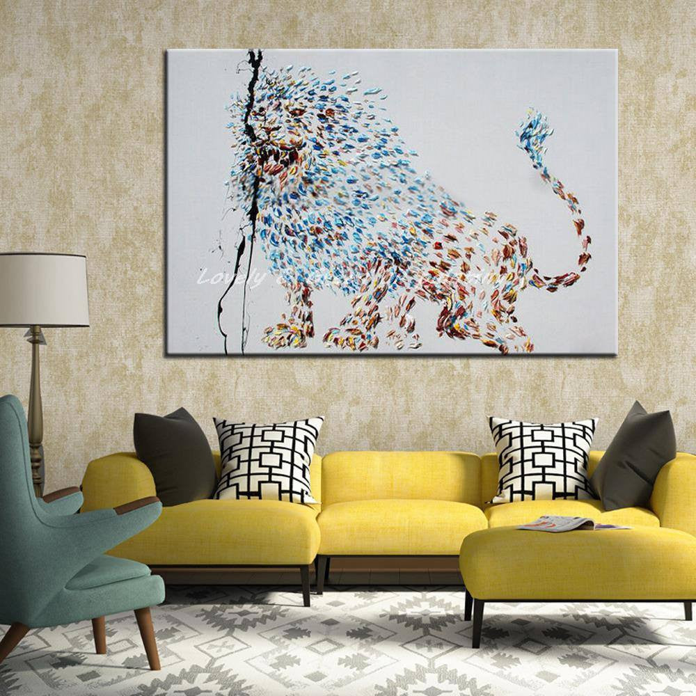 1 Panel Abstract Lion Unframed Wall Canvas Art | Octo Treasures