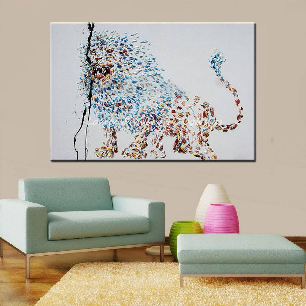 1 Panel Abstract Lion Unframed Wall Canvas Art | Octo Treasures