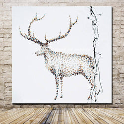 1 Panel Modern Abstract Animal Sika Deer Unframed Oil Canvas Wall Art | Octo Treasures