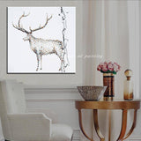 1 Panel Modern Abstract Animal Sika Deer Unframed Oil Canvas Wall Art | Octo Treasures