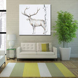 1 Panel Modern Abstract Animal Sika Deer Unframed Oil Canvas Wall Art | Octo Treasures