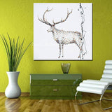 1 Panel Modern Abstract Animal Sika Deer Unframed Oil Canvas Wall Art | Octo Treasures