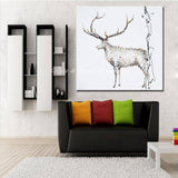 1 Panel Modern Abstract Animal Sika Deer Unframed Oil Canvas Wall Art | Octo Treasures