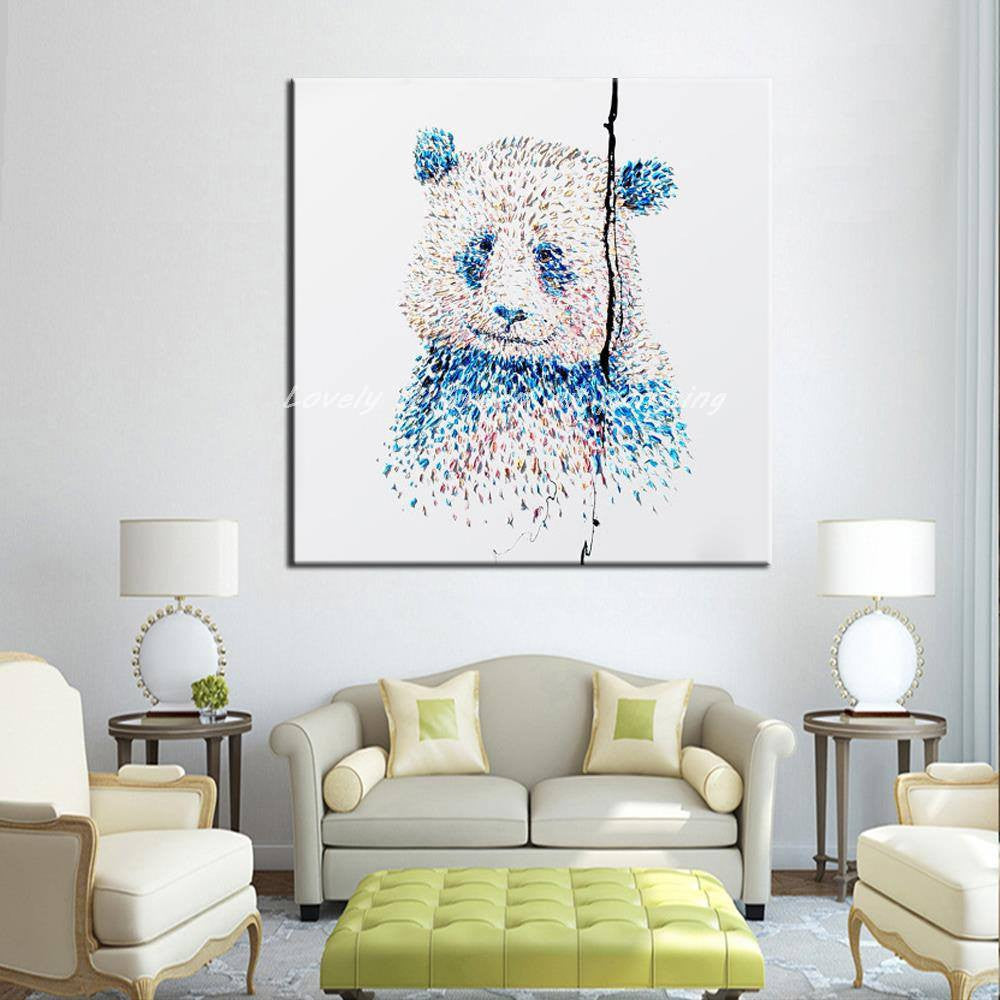 1 Panel Abstract Giant Panda Unframed Canvas Wall Art | Octo Treasures