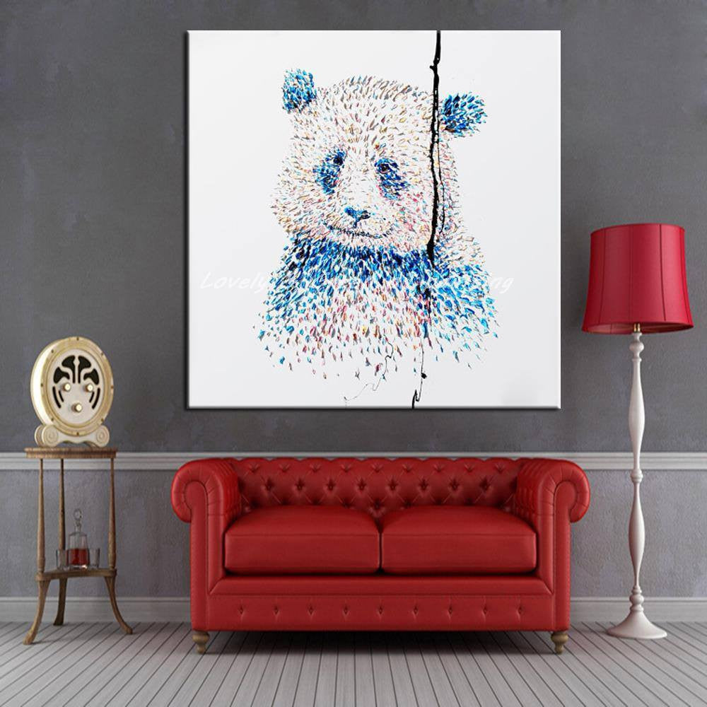 1 Panel Abstract Giant Panda Unframed Canvas Wall Art | Octo Treasures