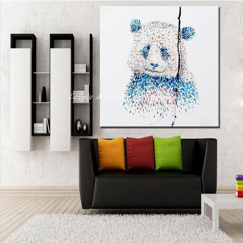 1 Panel Abstract Giant Panda Unframed Canvas Wall Art | Octo Treasures