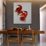 1 Panel Abstract Red Carp Unframed Canvas Painting Art | Octo Treasures