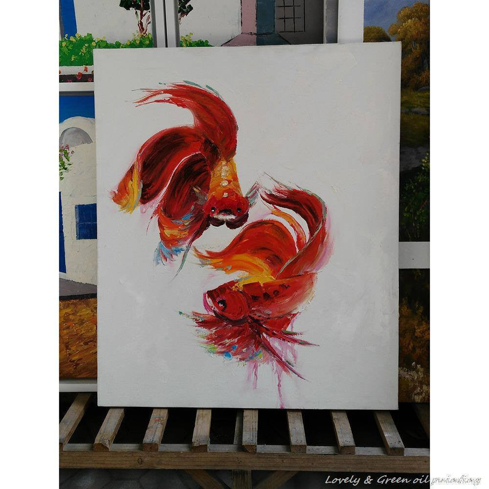 1 Panel Abstract Red Carp Unframed Canvas Painting Art | Octo Treasures