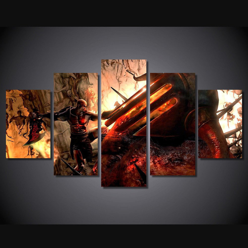 5 Panel God of War Kratos Framed Canvas Art Wall | Octo Treasures