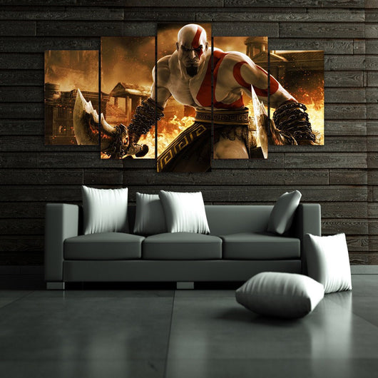 5 Panel God of War Ascension Kratos Framed Canvas Wall Art | Octo Treasures