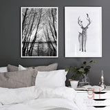 Nordic Style Deer Forest Canvas Print Unframed Wall Art | Octo Treasures