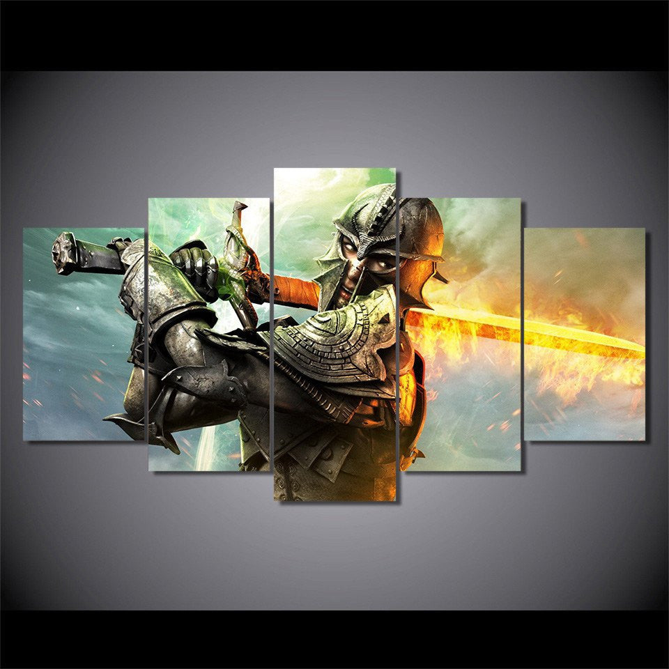 5 Panel Dragon Age Inquisition Group Framed Canvas Wall Art | Octo Treasures