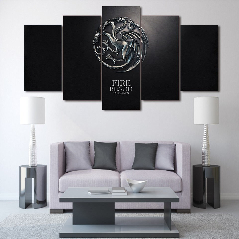 5 Panel Game of Thrones Framed Wall Art Canvas | Octo Treasures