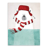 6 Panel Nordic Kawaii Bear Hippo Bird Unframed Wall Canvas Art | Octo Treasures