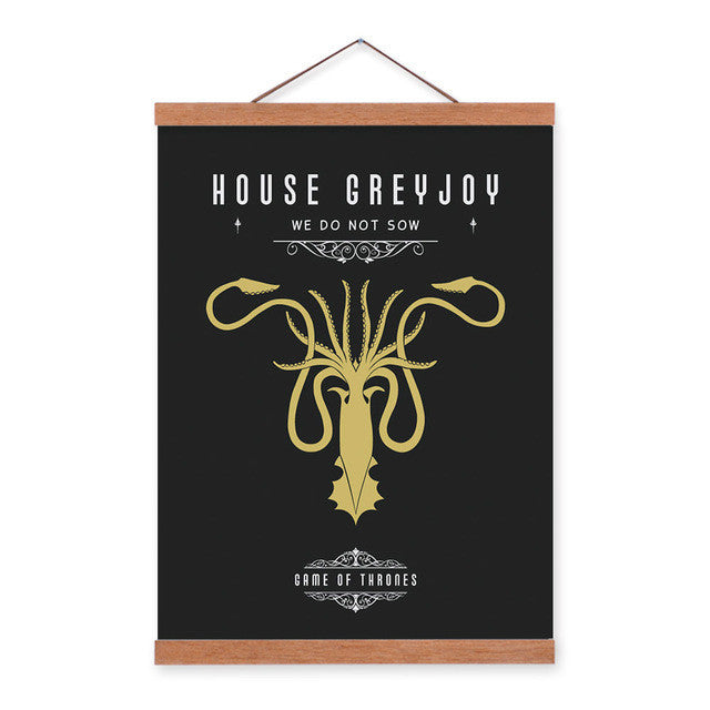 Modern Pop Movie Game Of Thrones House Wooden Framed Canvas Painting Living Room Bar Decor Wall Art Print Picture Poster Scroll | Octo Treasures