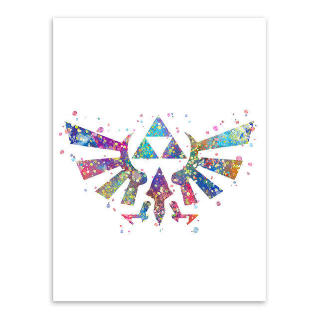Original Watercolor Modern Legend Of Zelda Logo Game Movie Canvas A4 Art Print Poster Wall Pictures Home Deocr Painting No Frame | Octo Treasures