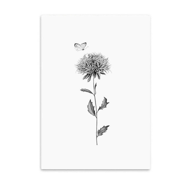 Nordic Style Flowers Canvas Print Unframed Wall Art | Octo Treasures