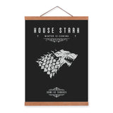 Modern Pop Movie Game Of Thrones Black White Stark Wooden Framed Canvas Painting Home Decor Wall Art Print Picture Poster Scroll | Octo Treasures