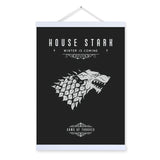 Modern Pop Movie Game Of Thrones Black White Stark Wooden Framed Canvas Painting Home Decor Wall Art Print Picture Poster Scroll | Octo Treasures