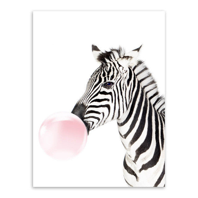 Modern Kawaii Animal Giraffe Zebra Koala Bubble Canvas A4 Art Print Poster Nordic Wall Picture Kids Room Decor Painting No Frame | Octo Treasures