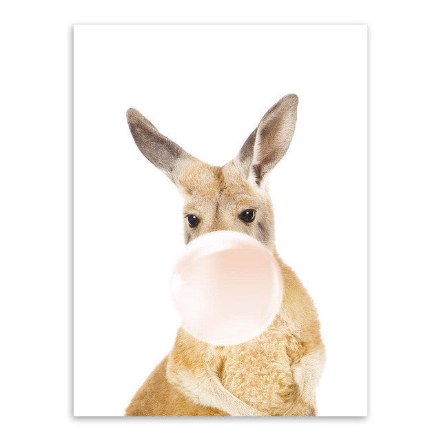 Modern Kawaii Animal Giraffe Zebra Koala Bubble Canvas A4 Art Print Poster Nordic Wall Picture Kids Room Decor Painting No Frame | Octo Treasures