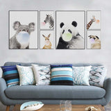 Modern Kawaii Animal Giraffe Zebra Koala Bubble Canvas A4 Art Print Poster Nordic Wall Picture Kids Room Decor Painting No Frame | Octo Treasures