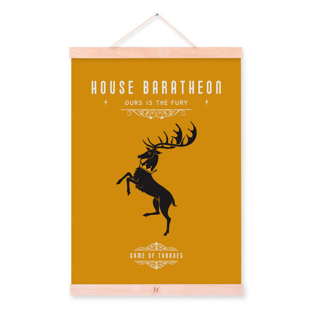 Modern Pop Movie Game Of Thrones Animals Deer Wooden Framed Canvas Painting Home Bar Decor Wall Art Print Pictures Poster Scroll | Octo Treasures