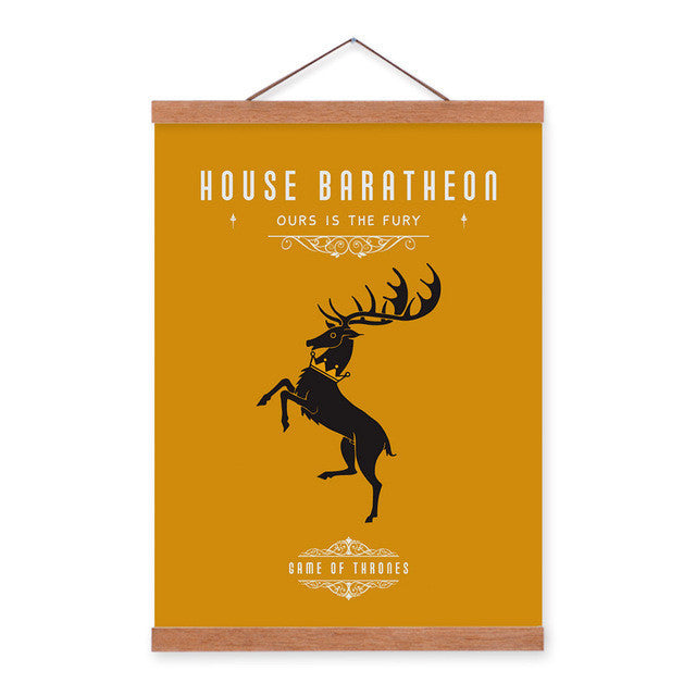 Modern Pop Movie Game Of Thrones Animals Deer Wooden Framed Canvas Painting Home Bar Decor Wall Art Print Pictures Poster Scroll | Octo Treasures