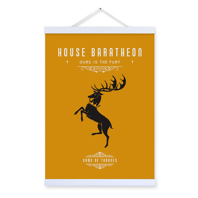 Modern Pop Movie Game Of Thrones Animals Deer Wooden Framed Canvas Painting Home Bar Decor Wall Art Print Pictures Poster Scroll | Octo Treasures