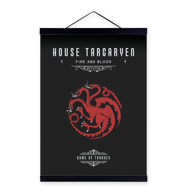 Modern Pop Movie Game Of Thrones House Wooden Framed Canvas Painting Living Room Home Decor Wall Art Print Picture Poster Scroll | Octo Treasures