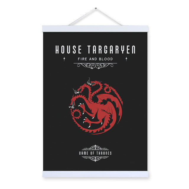 Modern Pop Movie Game Of Thrones House Wooden Framed Canvas Painting Living Room Home Decor Wall Art Print Picture Poster Scroll | Octo Treasures