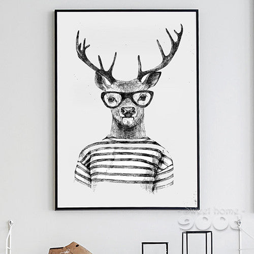 Hand draw Animals Canvas Art Print Poster,  Deer And Polar Bear Set Wall Pictures for Home Decoration, Giclee Wall Decor DE009 | Octo Treasures