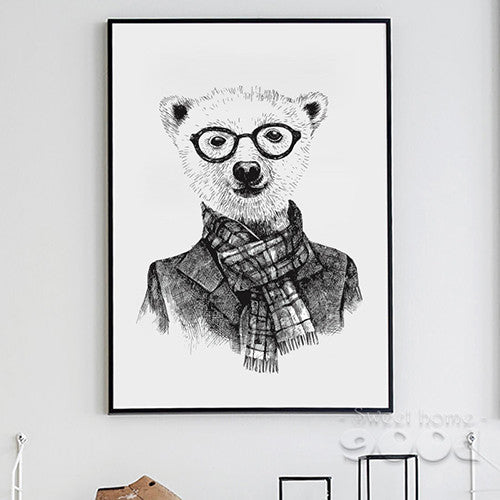 Hand draw Animals Canvas Art Print Poster,  Deer And Polar Bear Set Wall Pictures for Home Decoration, Giclee Wall Decor DE009 | Octo Treasures