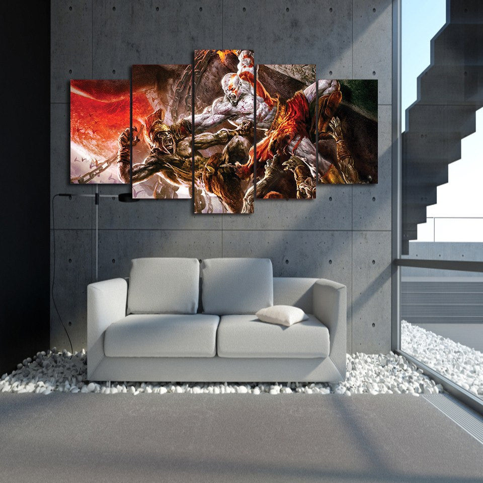 5 Panel God of War Ascension Kratos Game Canvas Wall Art | Octo Treasures